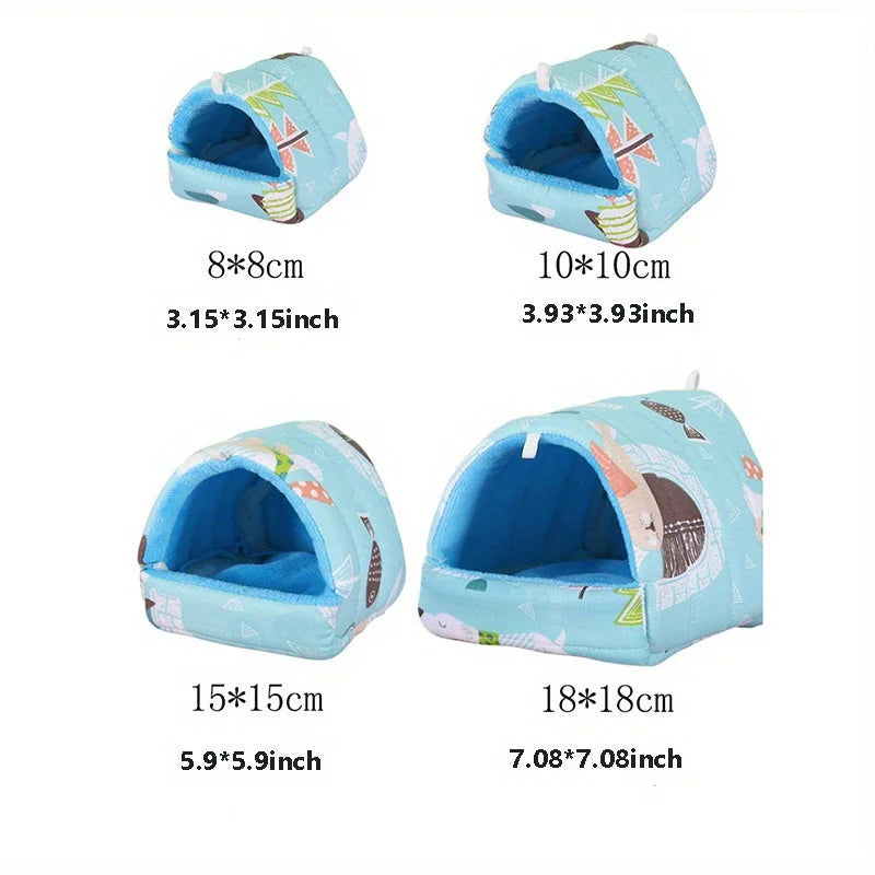 Pet house size guide: S (8x8cm), M (10x10cm), L (15x15cm), XL (18x18cm). Fits small pets under 4 lbs.