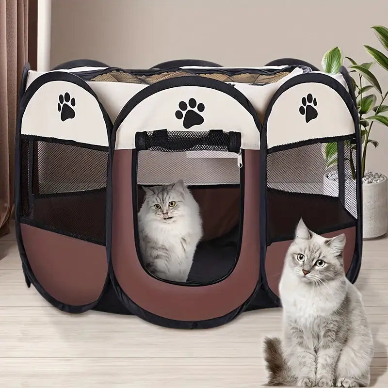 Spacious indoor cat cage with two cats inside, providing a comfortable and safe space with easy access doors.