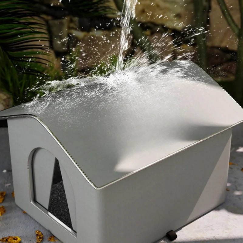 Waterproof indoor cat house with heating functionality, perfect for cozy winters.