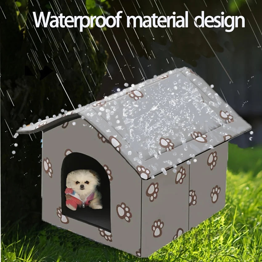 Waterproof material design for an outdoor cat house, providing weatherproof protection for pets