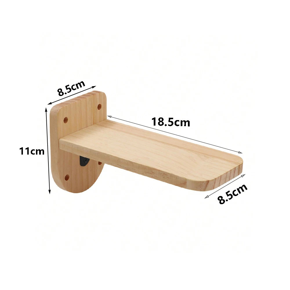 Wooden step with dimensions for building a cat wall climb system.